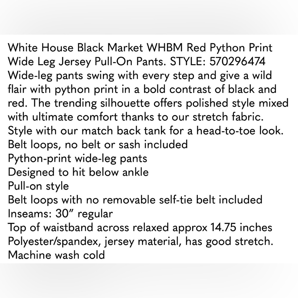 Whbm Python Print Wide Leg Pull On Pants - image 6